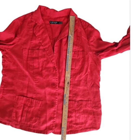Lauren Ralph Lauren Red 100% Linen Blazer Jacket Women’s 18W Holiday Resort Chic - Picture 12 of 13